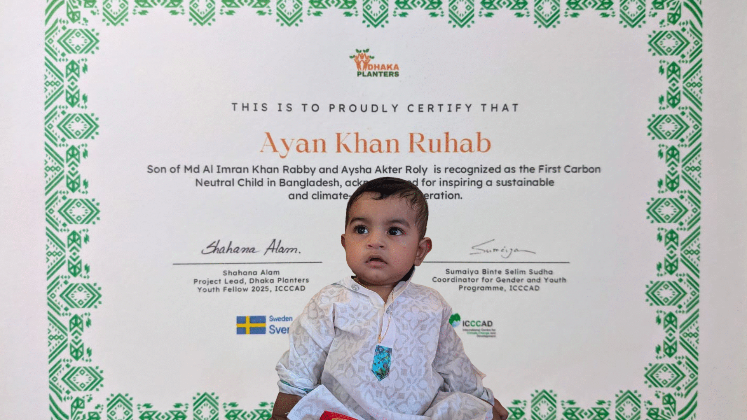 Ruhab becomes first Bangladeshi Carbon Neutral baby